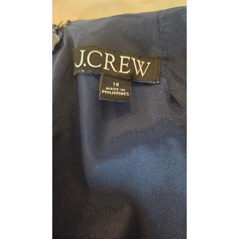 J.Crew Sheath Dress Wool Tweed Gold Button Sleeveless Navy Preppy Work 18 - Picture 3 of 9